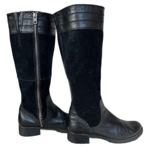 Timberland Black Suede and Leather Knee-High Boots - Women 7.5 - Picture 5 of 9